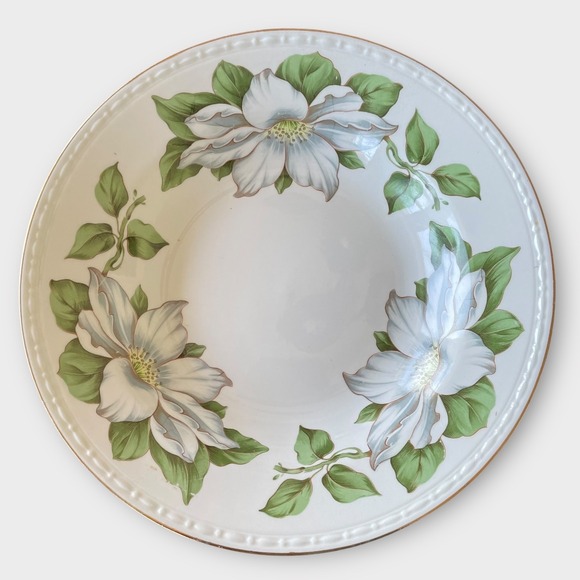 Homer Laughlin Eggshell Georgian Cotillion 8" Floral‎ Magnolia Soup Bowls Set 7 - Picture 2 of 5